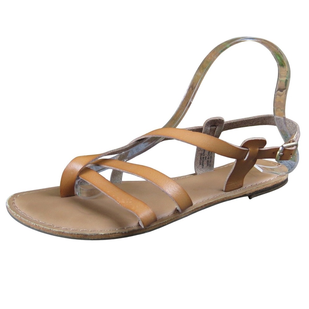Old Navy Women's 9 Tan‎ Strappy Synthetic Sandals Flat Summer Casual Shoes